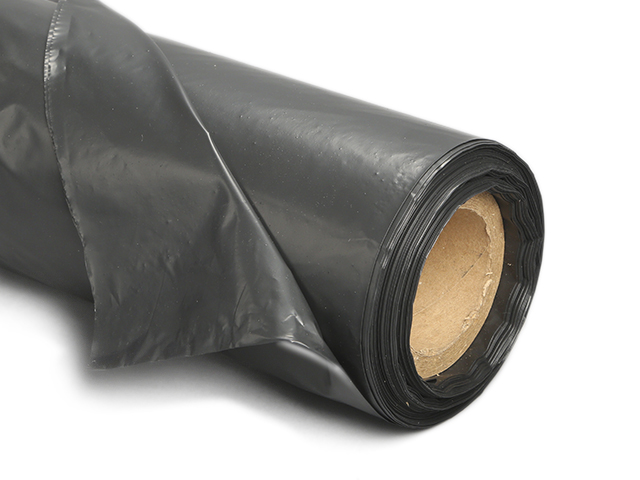 Construction polyethylene film 80 microns, sleeve, roll 300 sq.m, black