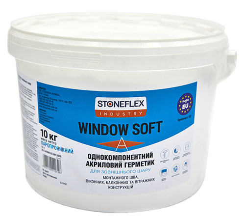 Акриловый герметик оконный Stoneflex Industry Soft Window А 10 кг покращений