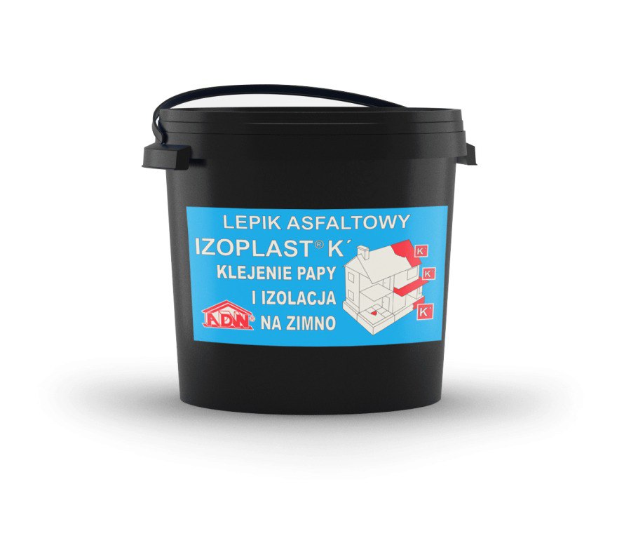 Бітумна мастика ADW Izoplast K на основі органічного розчинника для наклеювання руберойду, відро 24 кг, Польща.